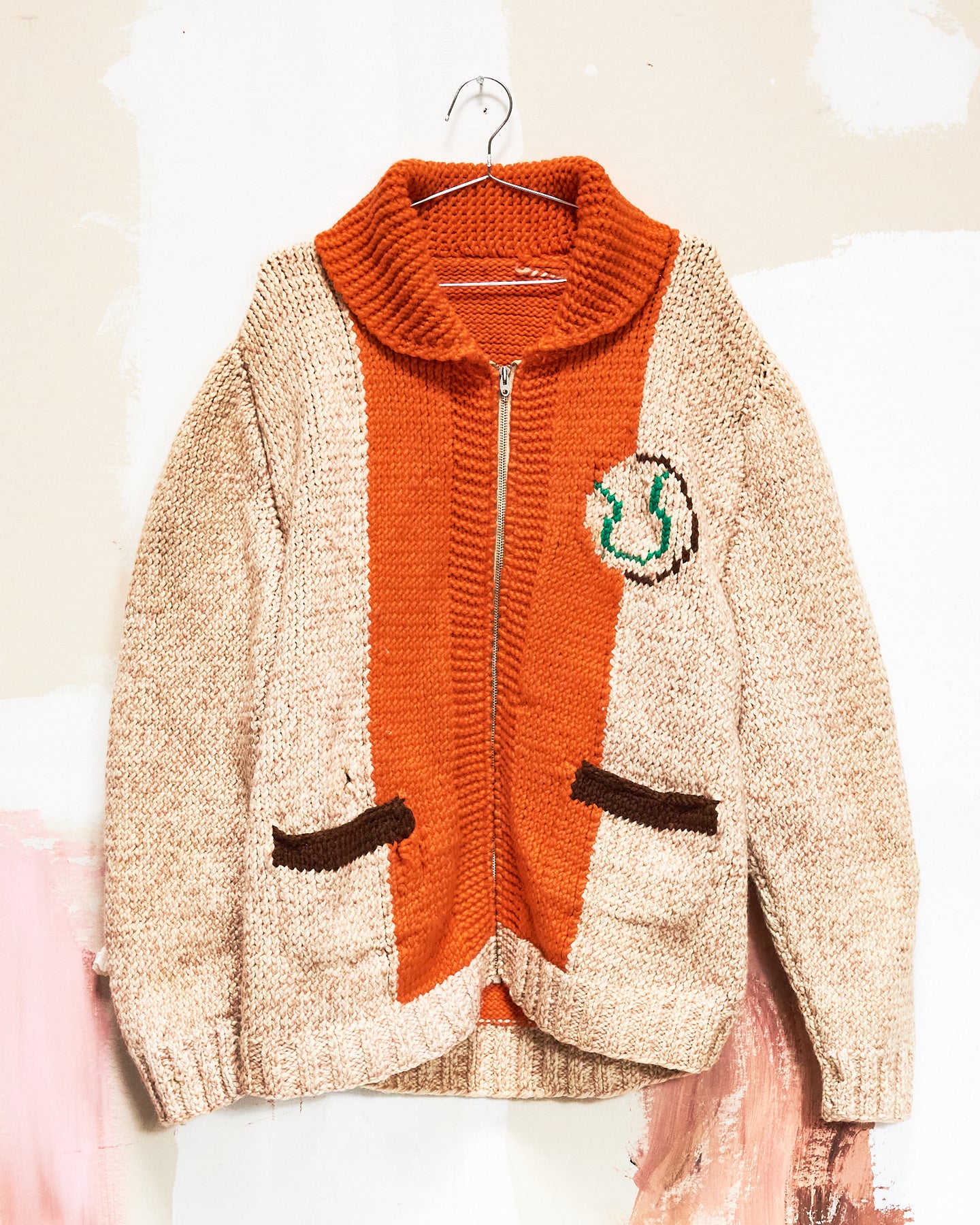 1960s/70s Baseball & Batter Curling Sweater