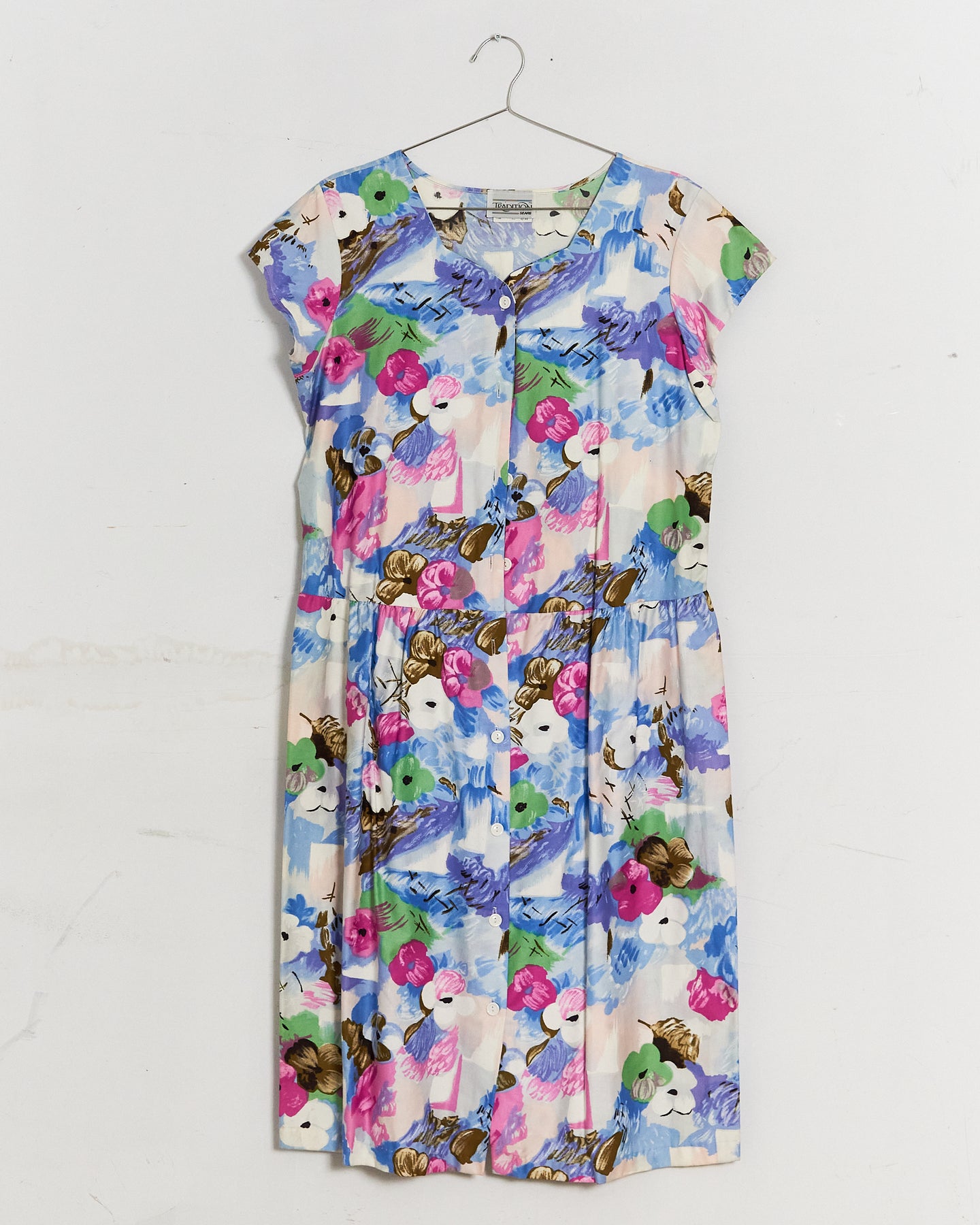 1980s Floral Midi Dress
