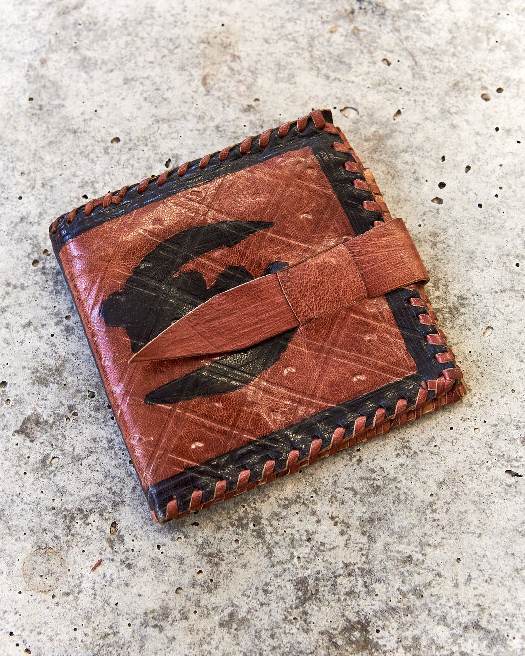 Black Trim Stitched Leather Wallet