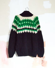 Load image into Gallery viewer, 1960s/70s Black &amp; Green Curling Sweater
