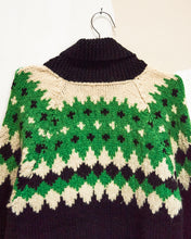 Load image into Gallery viewer, 1960s/70s Black &amp; Green Curling Sweater
