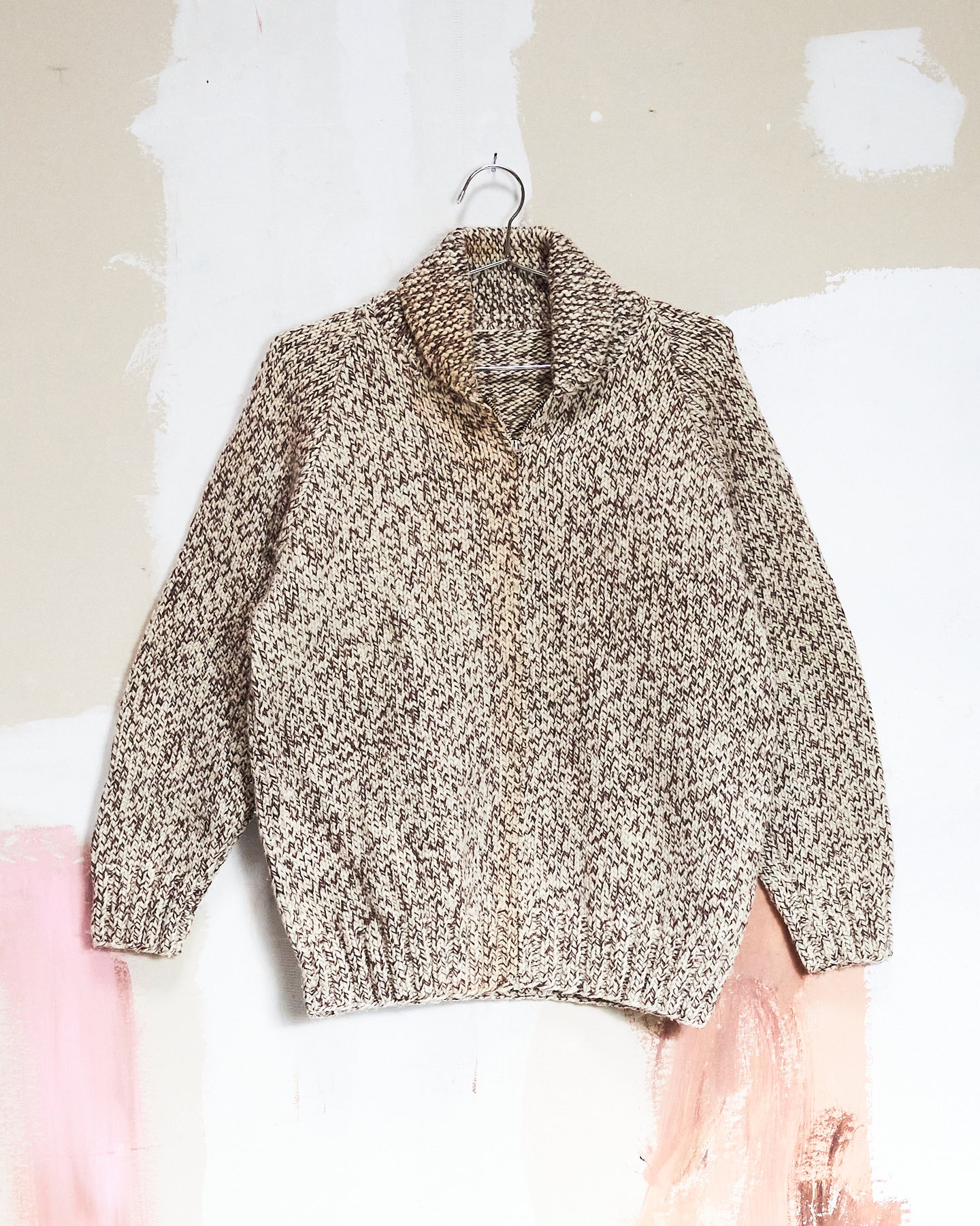 1960s/70s Oatmeal/Brown Curling Sweater