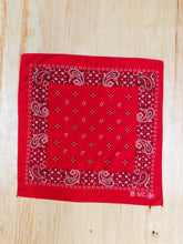 Load image into Gallery viewer, Cotton Bandana - Red Paisley Squares
