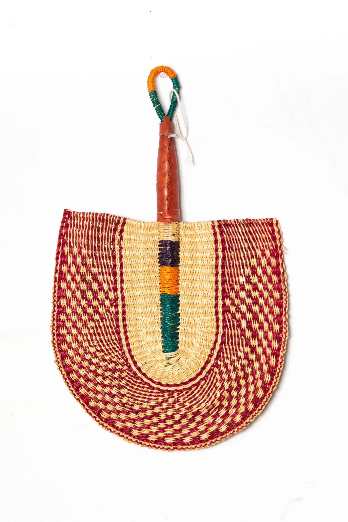 African Hand Woven Fan - Red