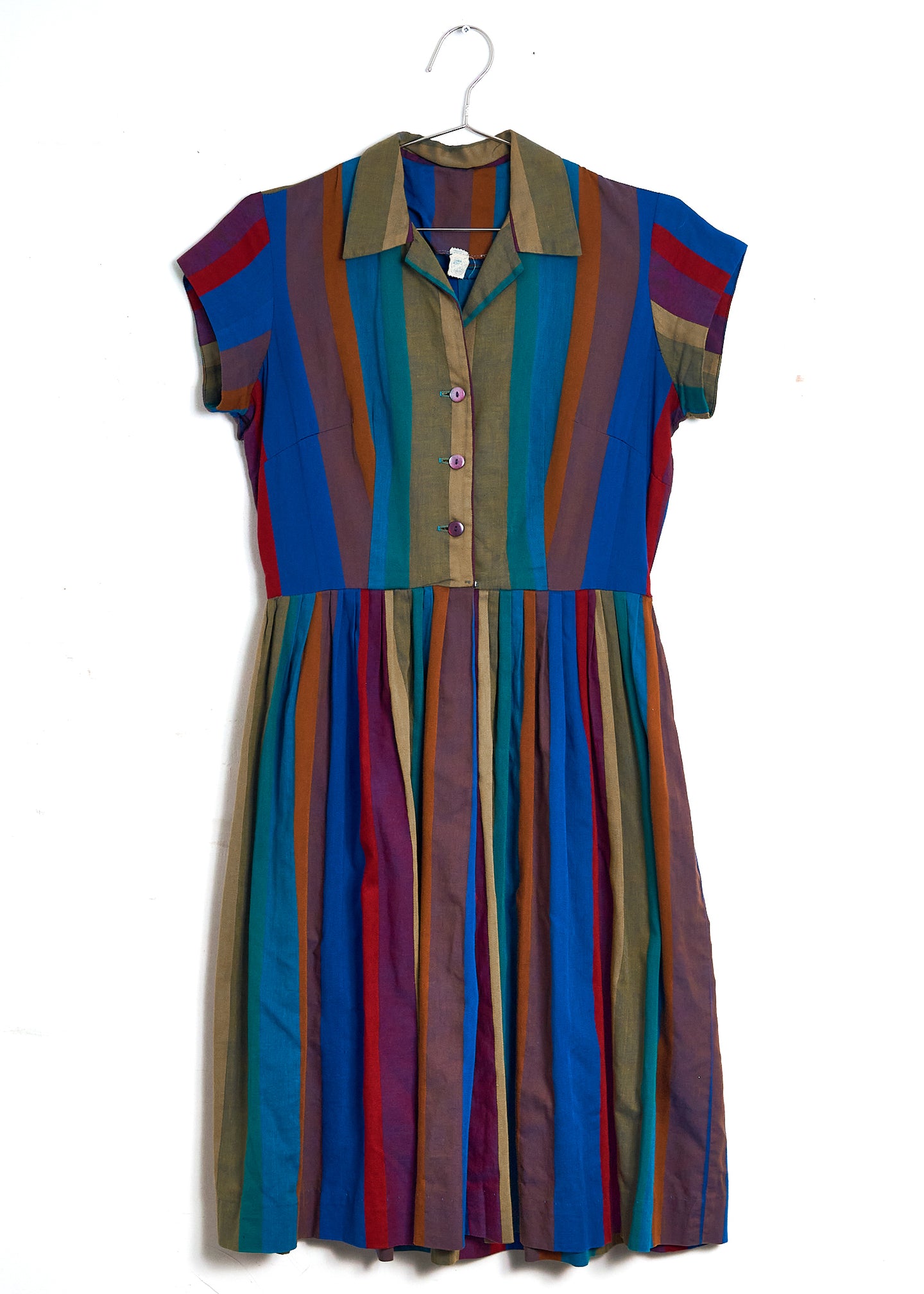 1950s Union-made Striped Accordion Pleat Dress