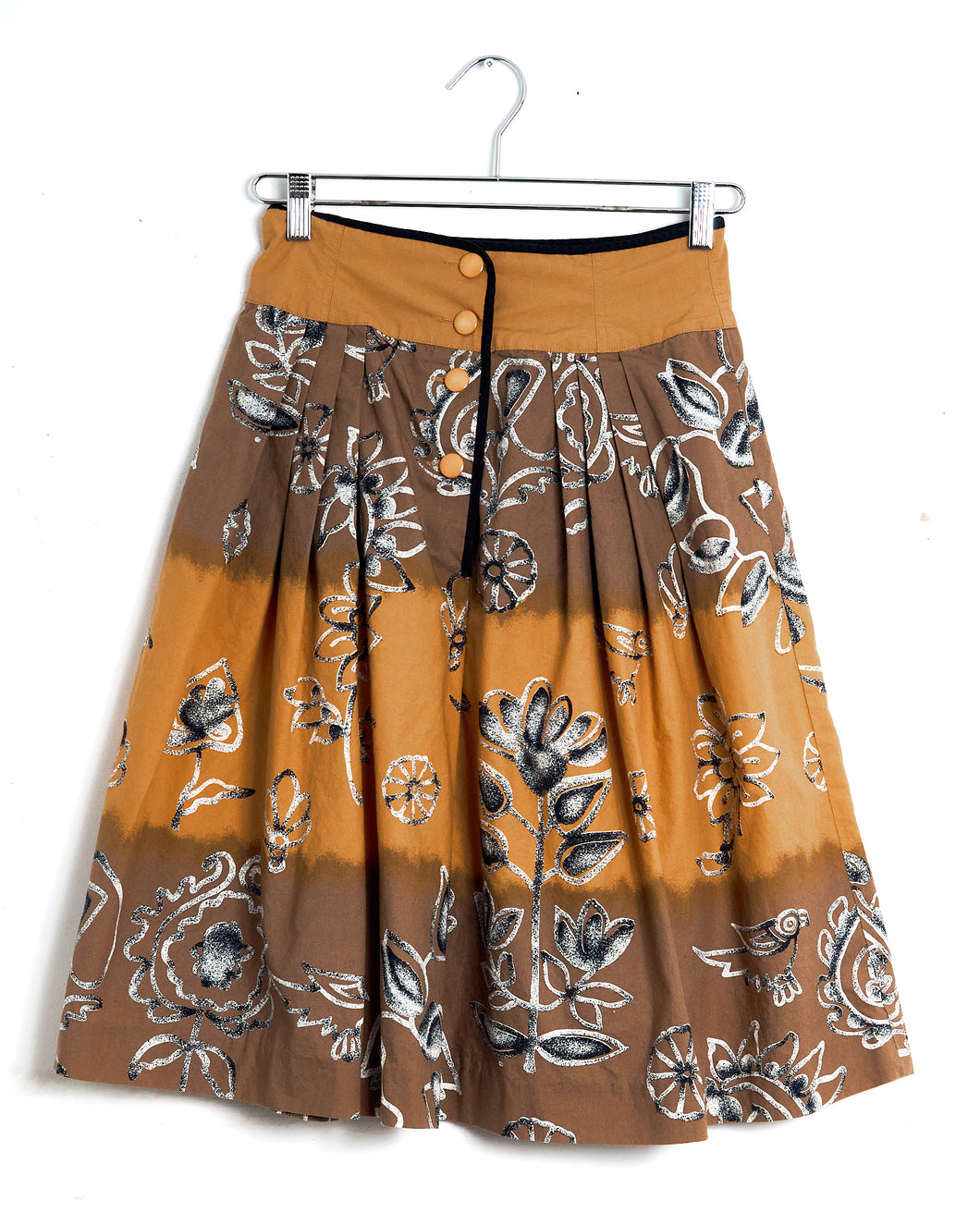 1980s Pleated Cotton Skirt