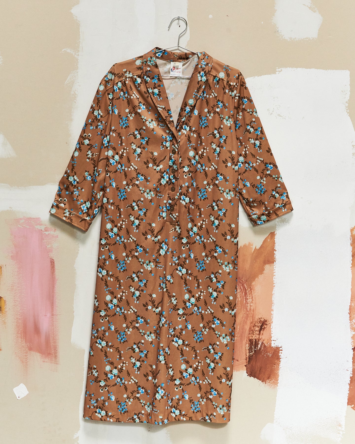 1960s/70s Floral Shawl Collar Dress