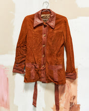Load image into Gallery viewer, 1970s Leather Trim Suede Jacket
