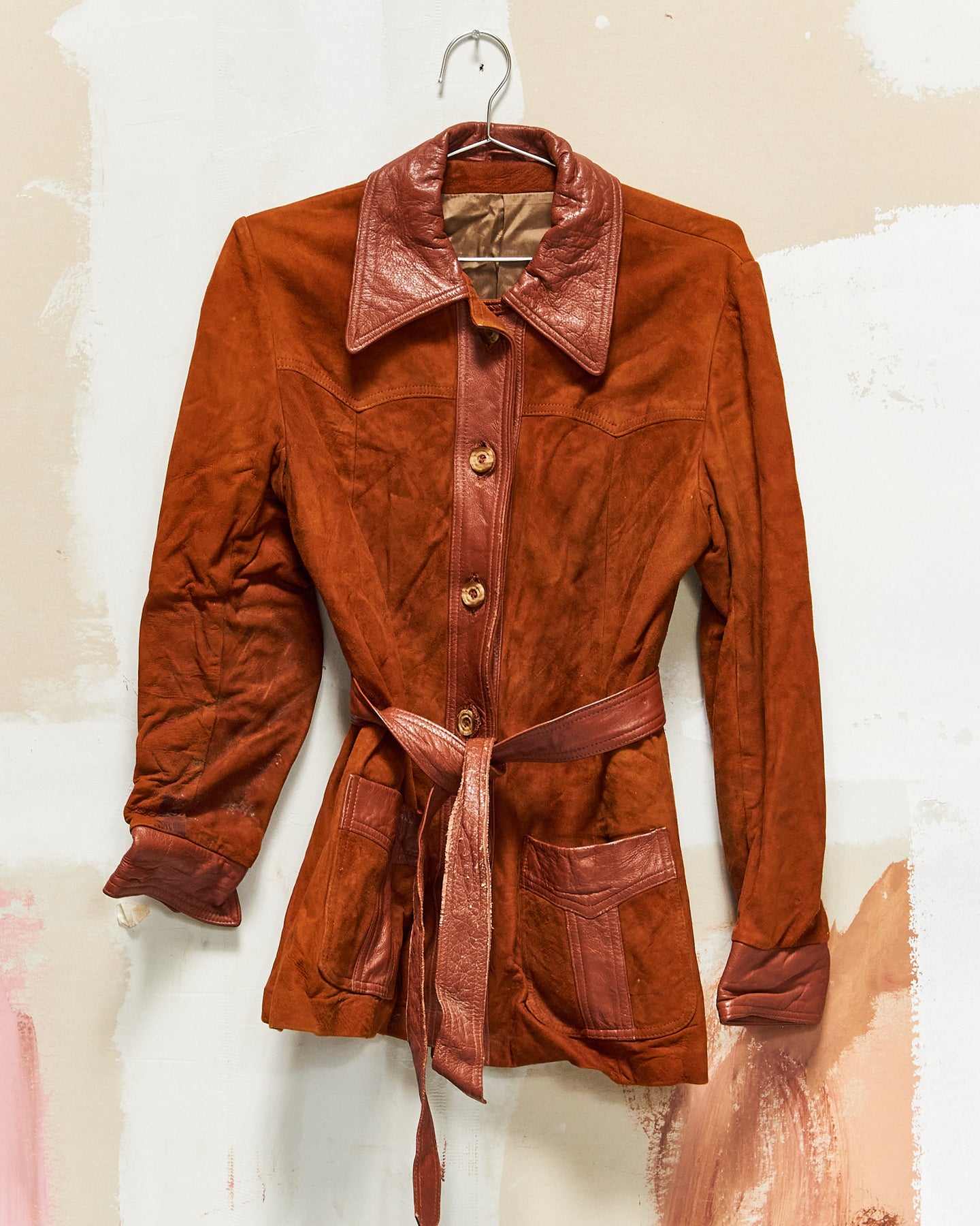1970s Leather Trim Suede Jacket