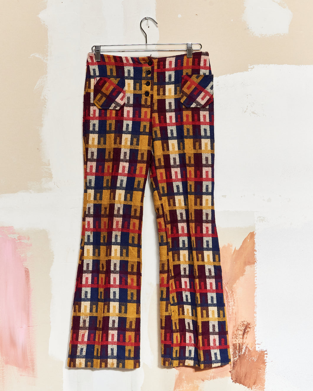 1970s Woven Patterned Trousers 31x30
