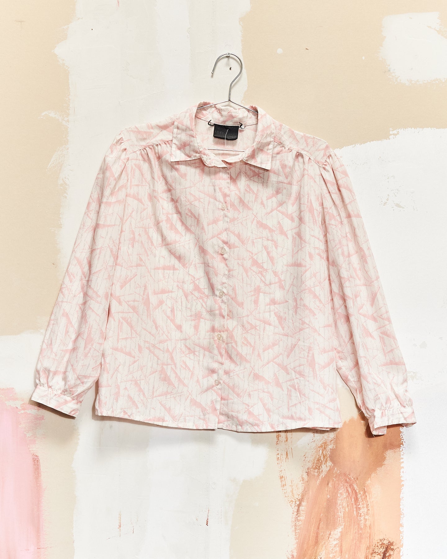 1980s Pink Patterned Blouse