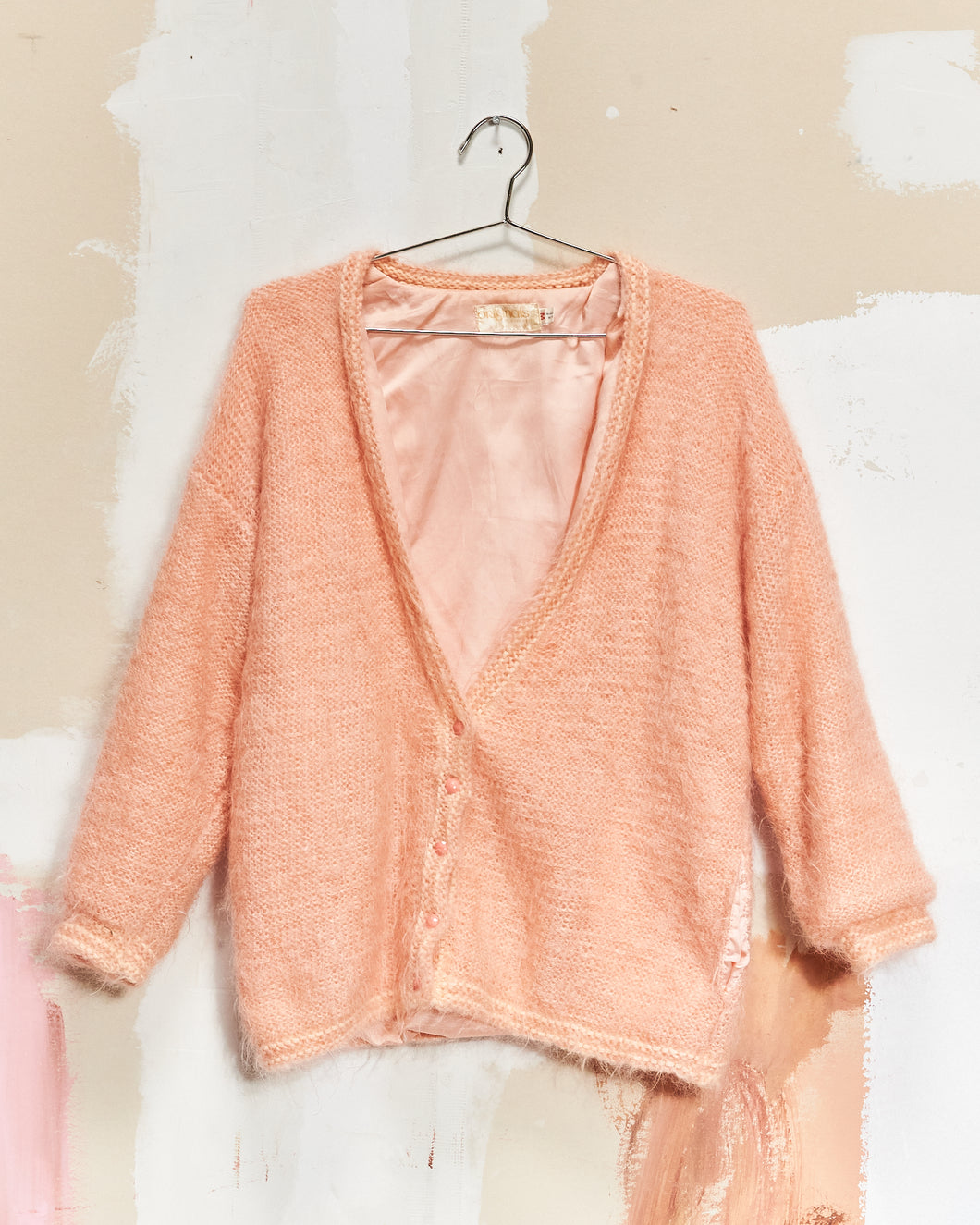 1950s/60s Fuzzy Pink Mohair Cardigan