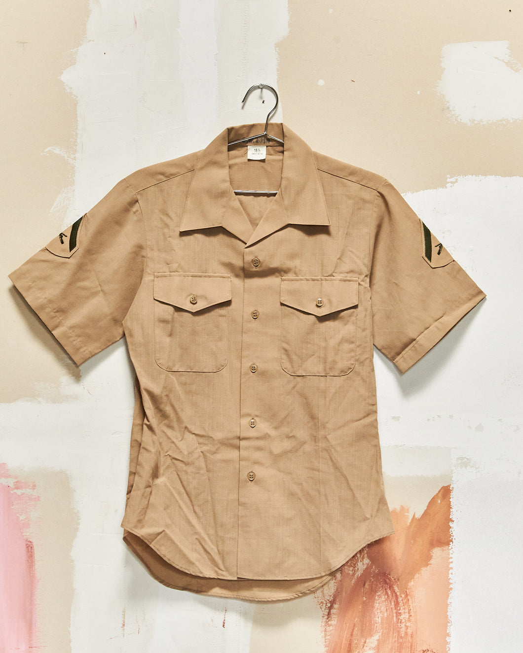 1987 USMC Khaki Patched Uniform Shirt