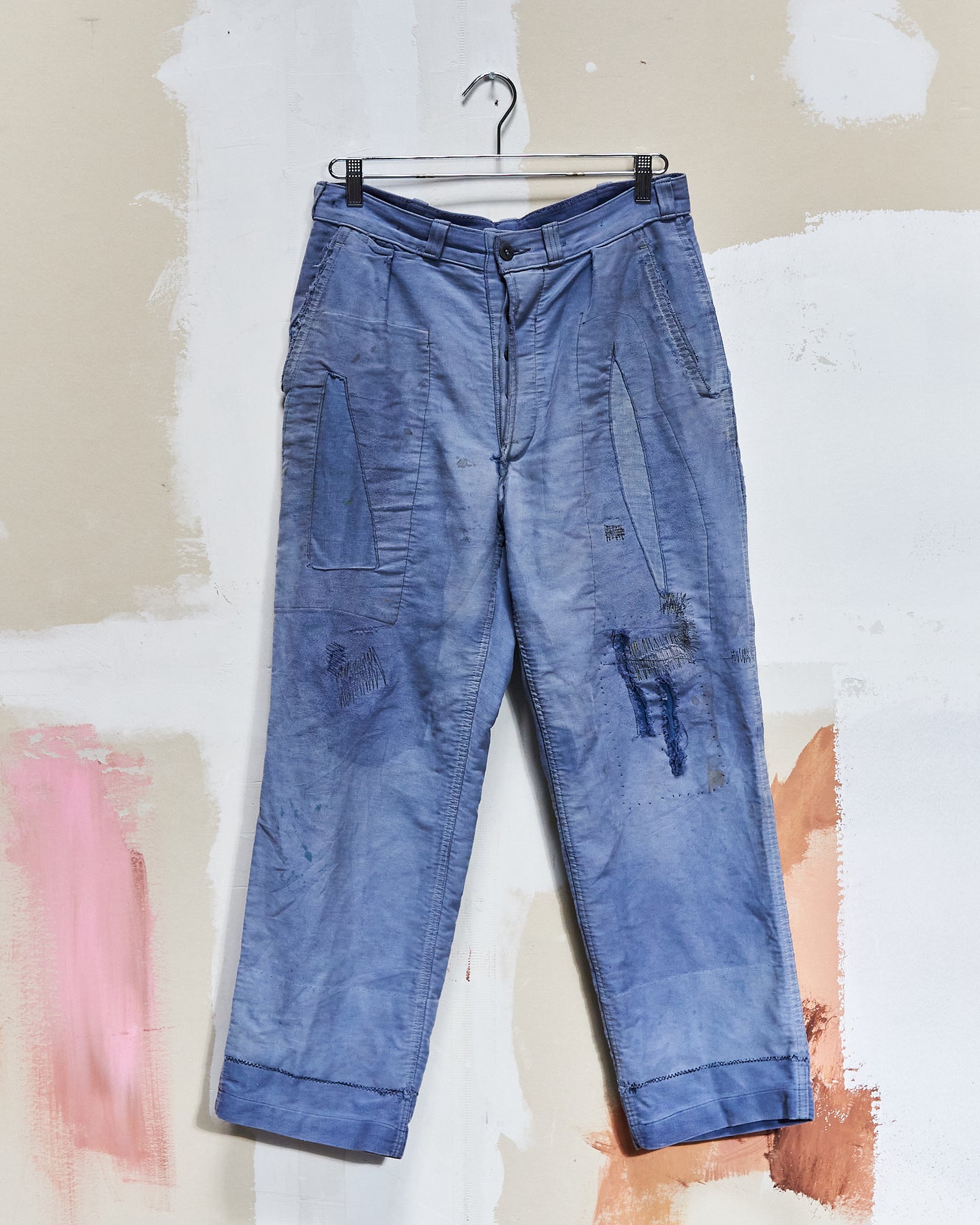 1950s Double Stitch Knee French Moleskin Trousers 32x27