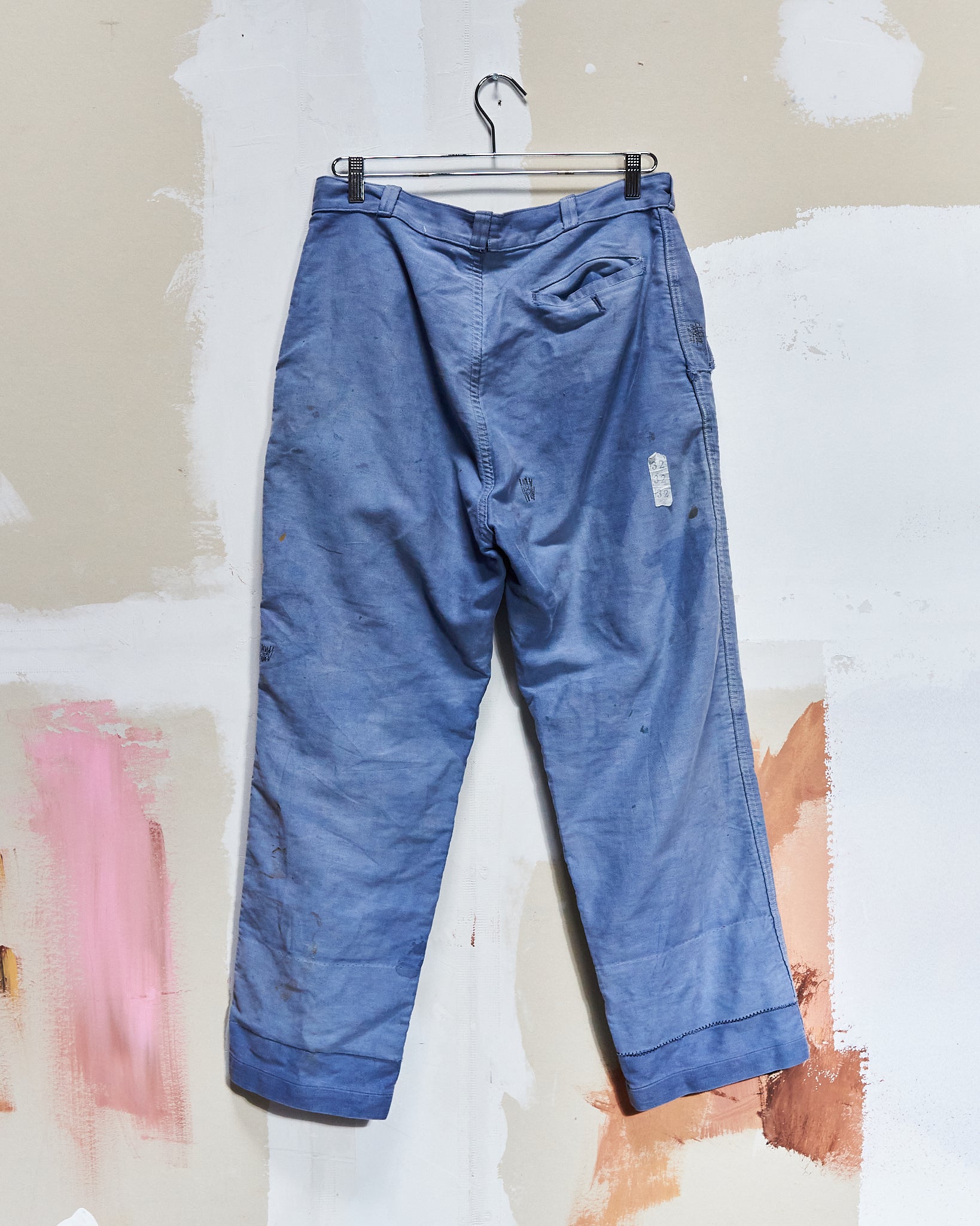 1950s Double Stitch Knee French Moleskin Trousers 32x27