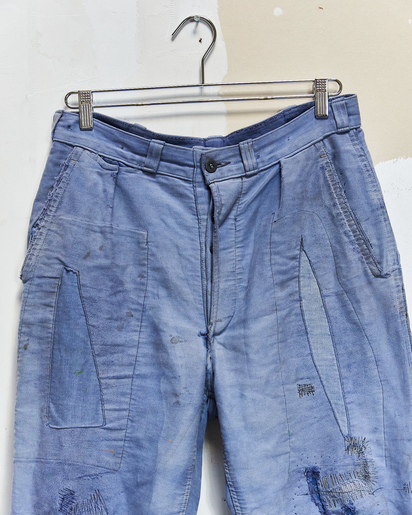 1950s Double Stitch Knee French Moleskin Trousers 32x27