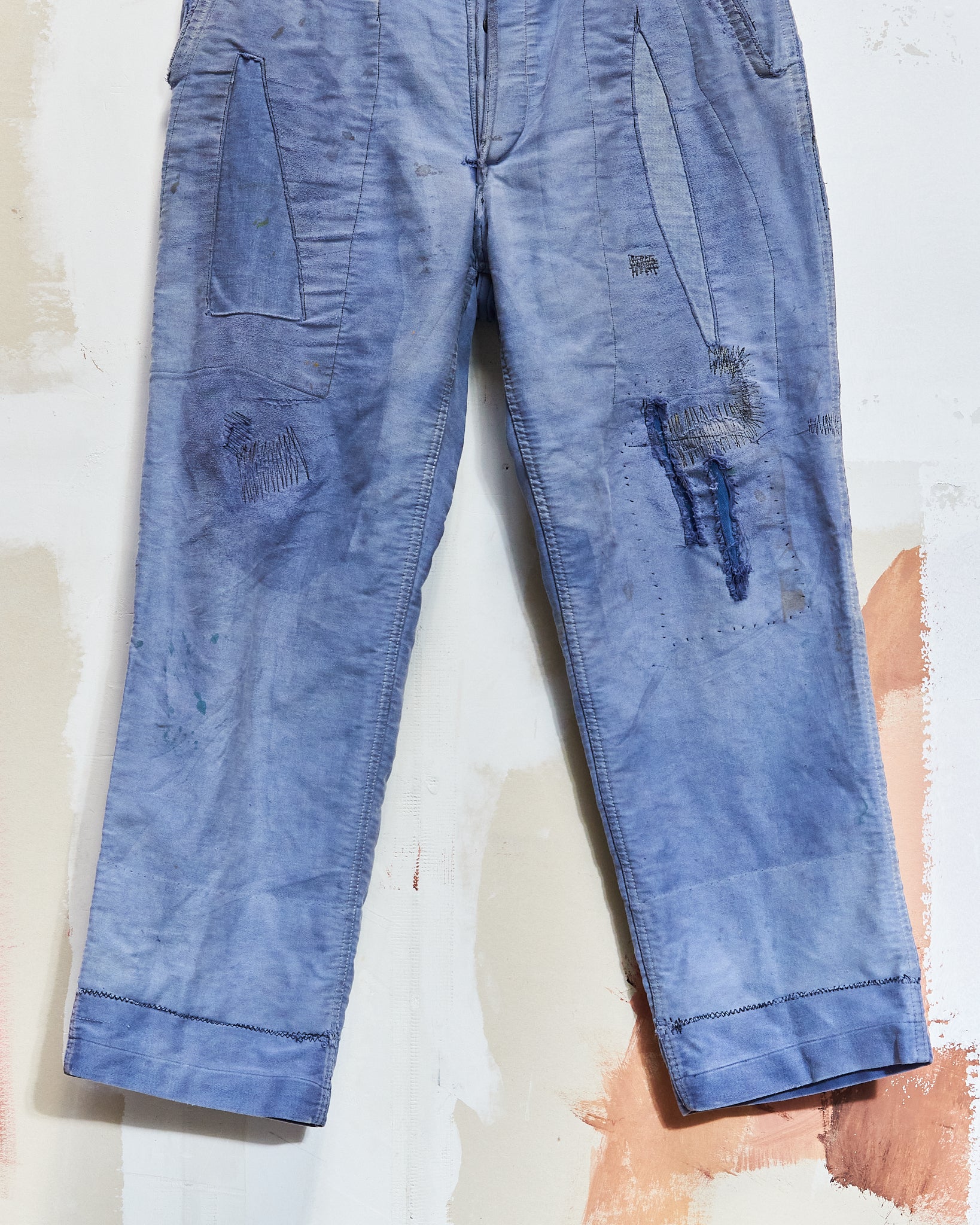 1950s Double Stitch Knee French Moleskin Trousers 32x27