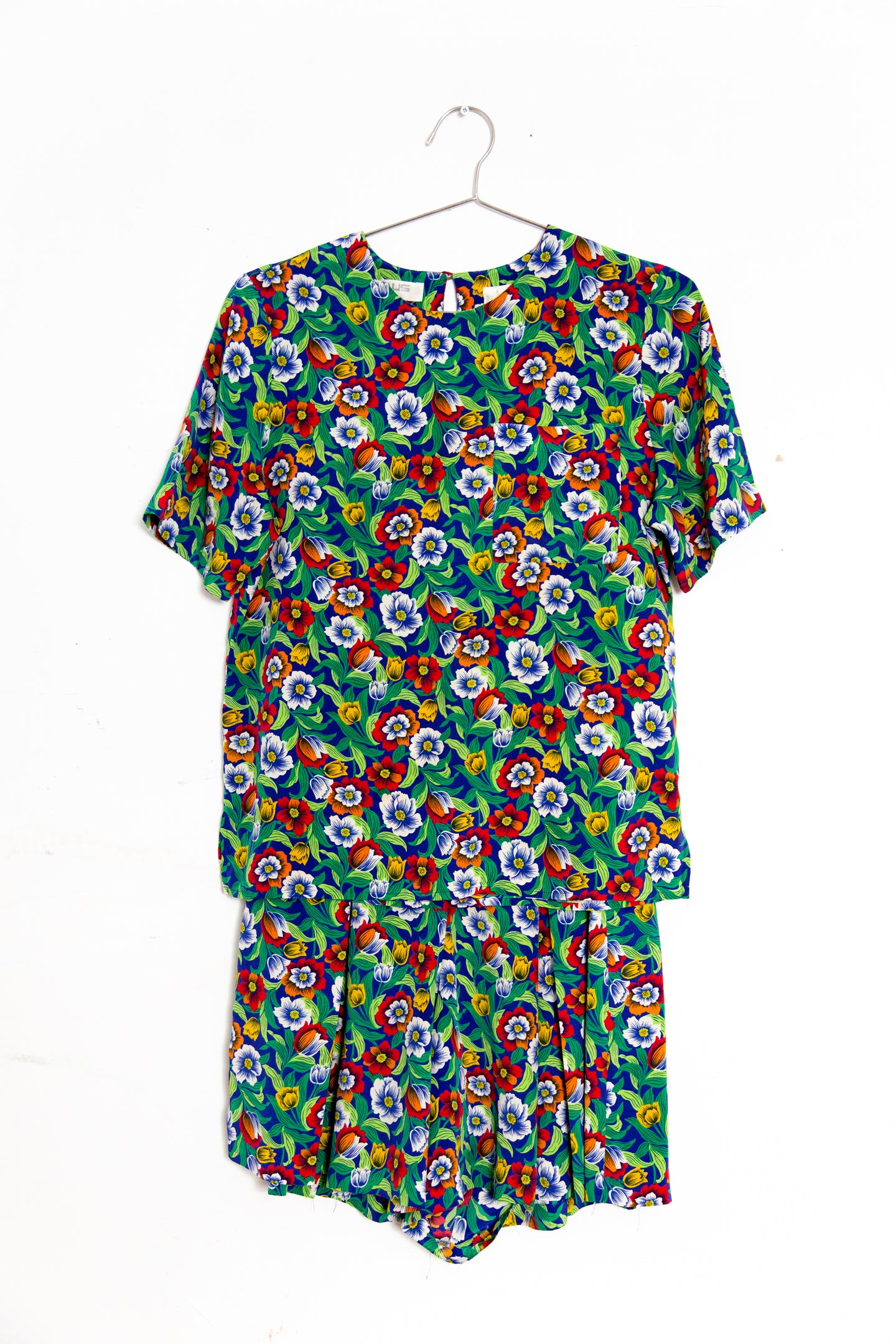 1980s Floral Top & Shorts Set