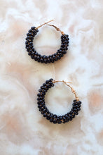 Load image into Gallery viewer, Small Black Wire Wrapped Hoops
