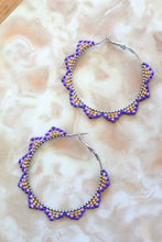 Load image into Gallery viewer, Triangle Hoops - Purple/Gold
